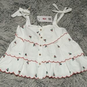 White Sleeveless Top with Floral Embroidery